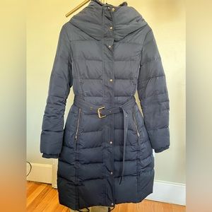 Zara down winter coat. Size medium. Navy Blue.